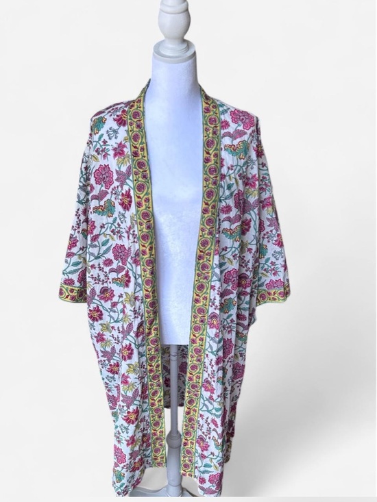 Cost Plus World Market Tops - WORLD MARKET Floral Indian Block Print Cotton Kimono Robe